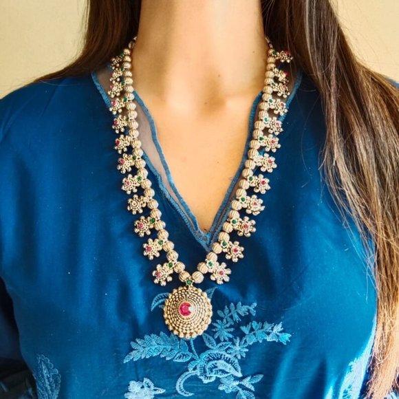 Handmade Jewelry Set, Tribal Ethnic Jewelry Set, Long Pendant Necklace - Picture 3 of 10